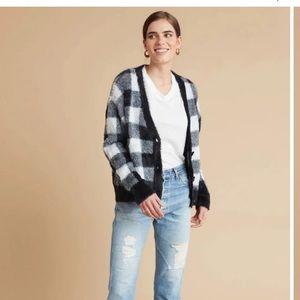 Bella Dahl Black and White  Checkered Super Soft Cardigan